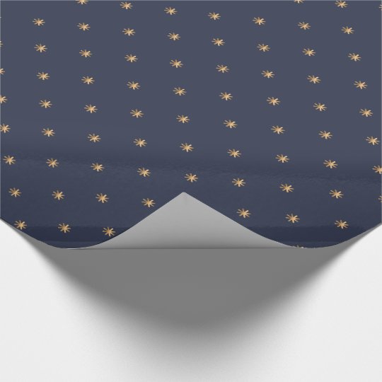 Gold Stars Pattern Optional Navy Blue ID497 Wrapping Paper | Zazzle.com