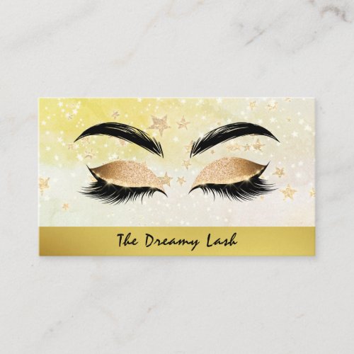  Gold Stars Peach Lashes Brows Extensions Chic Business Card