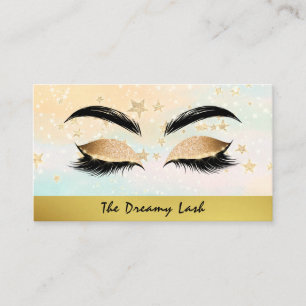 *~* Gold Stars Peach Lashes Brows Extensions Chic Business Card
