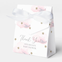 Gold Stars &amp; Pink Clouds Baby Shower Favor Boxes
