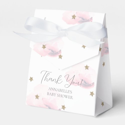 Gold Stars  Pink Clouds Baby Shower Favor Boxes