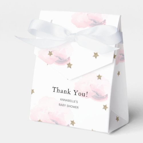 Gold Stars  Pink Clouds Baby Shower Gift Box