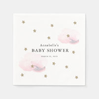 Gold Stars & Pink Clouds Baby Shower Paper
