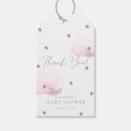 Gold Stars &amp; Pink Clouds Baby Shower Thank You Gift Tags