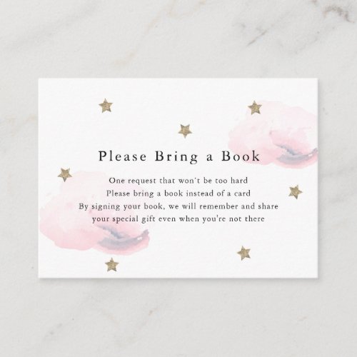 Gold Stars  Pink Clouds Please Bring a Book Card