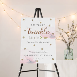 Gold Stars & Pink Clouds Twinkle Birthday Welcome Foam Board