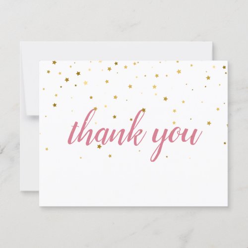 Gold Stars Pink Watercolor Thank You Discount