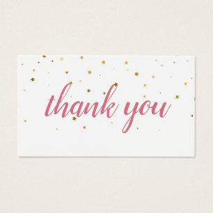 Gold Stars Pink Watercolour Thank You Card