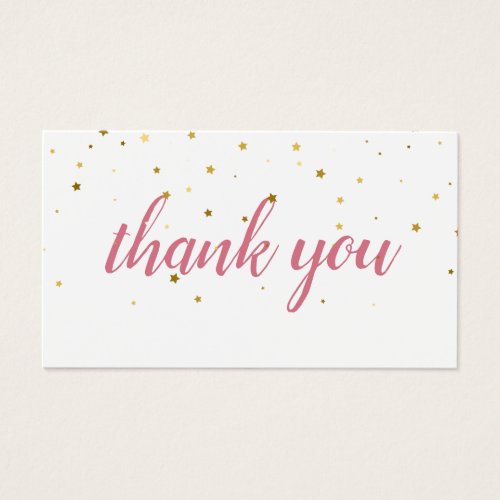 Gold Stars Pink Watercolour Thank You Card