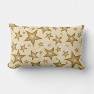 "Gold" Stars printed throw pillow lumbar cream
