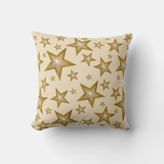 "Gold" Stars printed throw pillow square cream