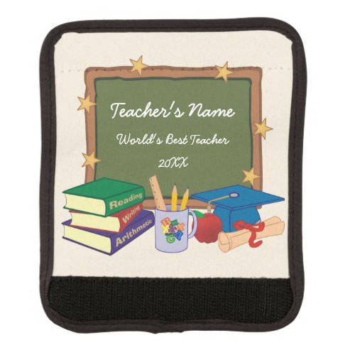 Gold Stars Retro Personalized Teacher Luggage Handle Wrap