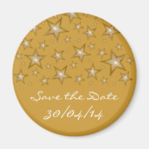 Gold Stars 'Save the Date' fridge magnet gold
