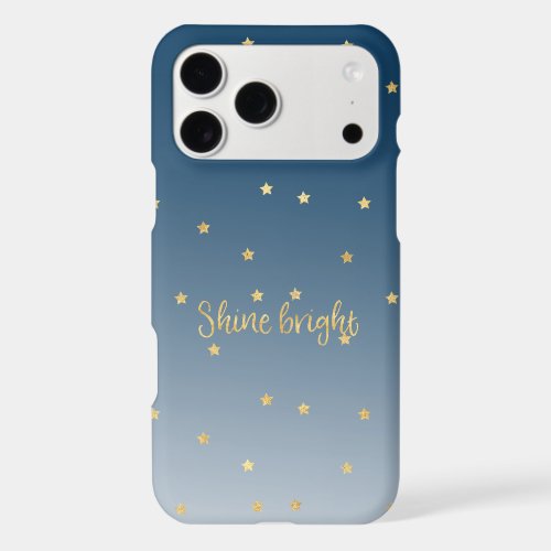 Gold Stars Shine Bright Blue Ombre iPhone 17 Pro Max Case