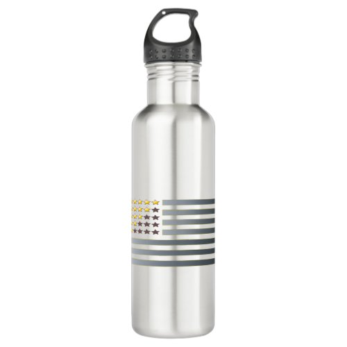 GOLD STARS SILVER STRIPES Patriotic Flag Stainless Steel Water Bottle