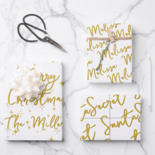 Gold Stars & Sparkles Personalized Wrapping Paper