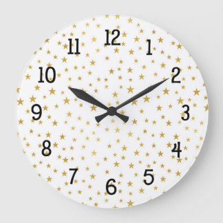 Gold Stars Sprinkle Large Clock