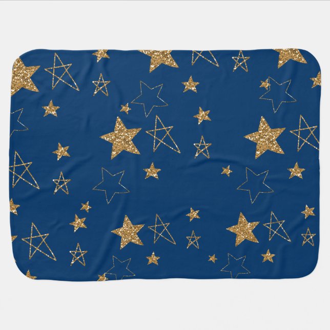 Gold Stars Swaddle Blanket (Horizontal)