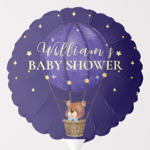 Gold Stars Teddy Bear Hot Air Balloon Baby Shower