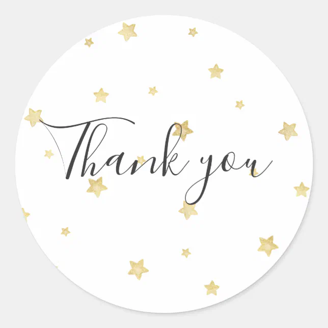 Gold Stars Thank you Classic Round Sticker | Zazzle