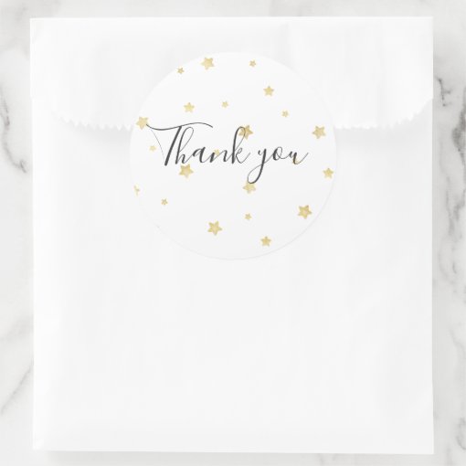 Gold Stars Thank you Classic Round Sticker | Zazzle