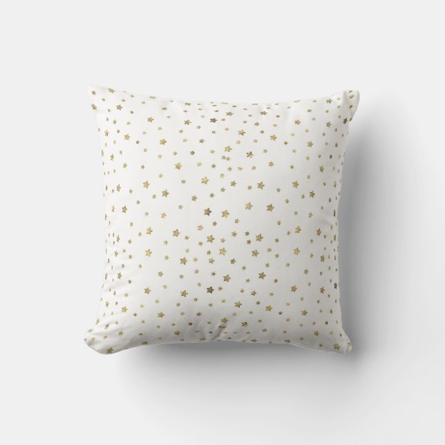 Gold Stars Throw Pillow (Front)