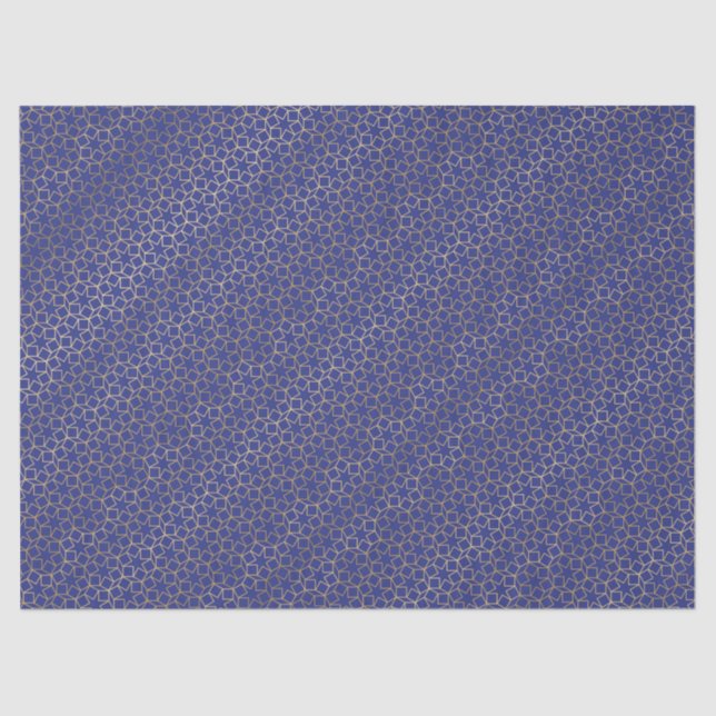 Gold Stars Tissue paper Arabesque Pattern Blue (Front)