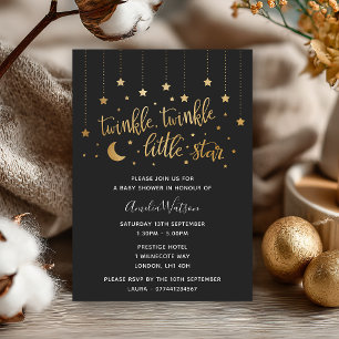 Gold Stars Twinkle Twinkle Little Star Baby Shower Invitation