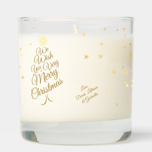 Gold Stars Very Merry Christmas Tree Custom Scented Candle
