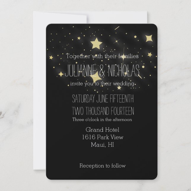 Gold Stars Wedding Invitation (Front)