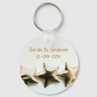 Gold Stars Wedding Keychain