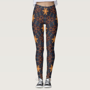 Gold Stars with Blue Background Leggings