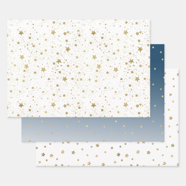 Gold Stars Wrapping Paper Sheets (Set)