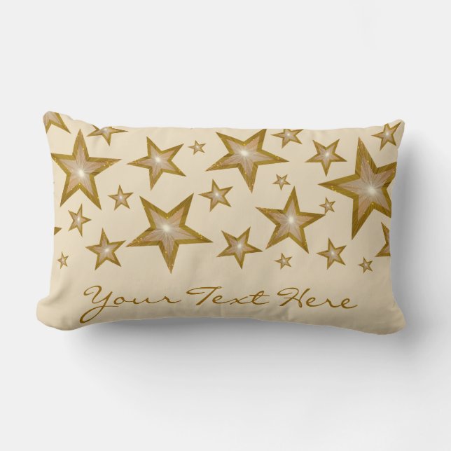 "Gold" Stars ''Your Text' lumbar cream Lumbar Pillow (Front)