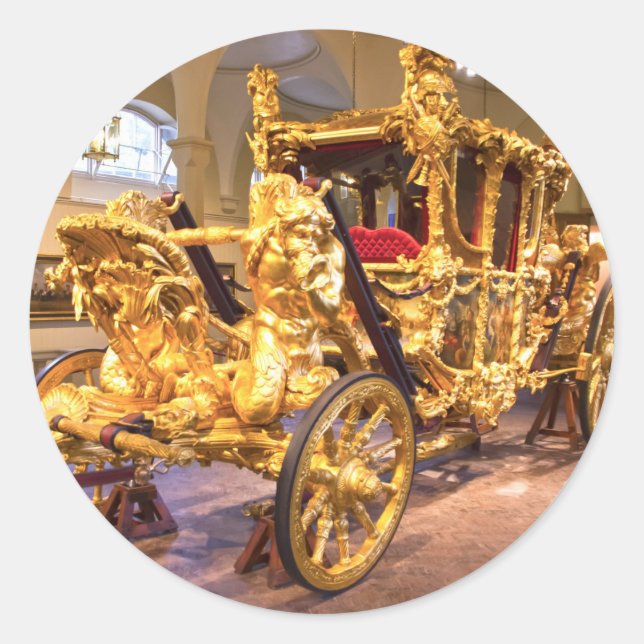 Gold State Coach London Classic Round Sticker (Front)