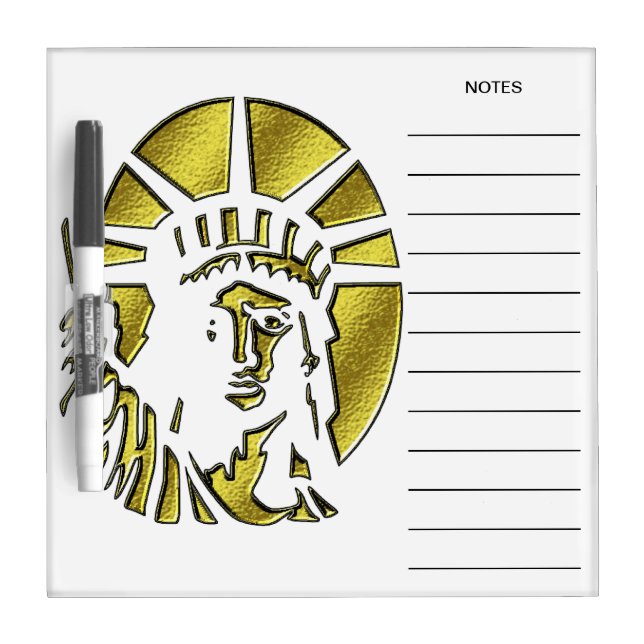 Gold Statue of Liberty Dry Erase board (Front)