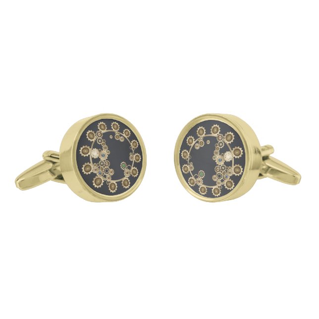Gold Steampunk Cufflinks (Angled)
