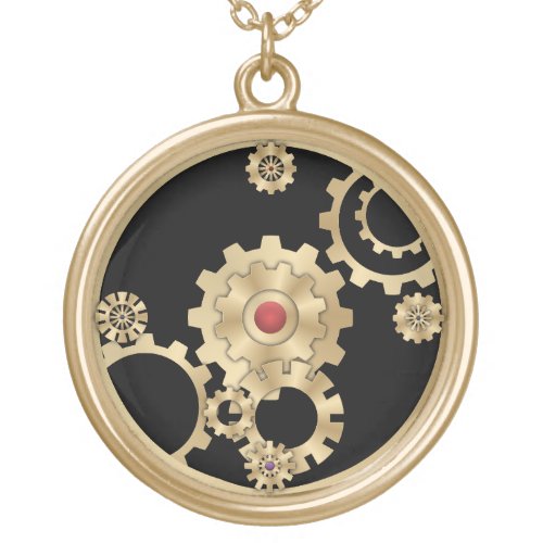 Gold Steampunk Gold Plated Necklace