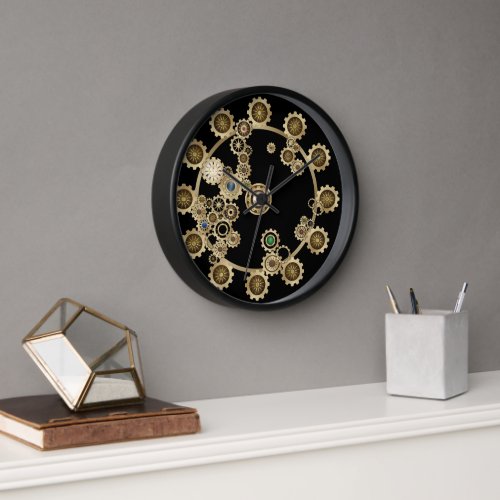 Gold Steampunk Wall Clock