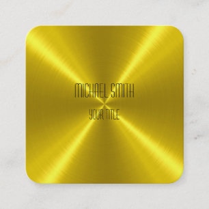 Gold Steel Metal Metallic Square Business Card