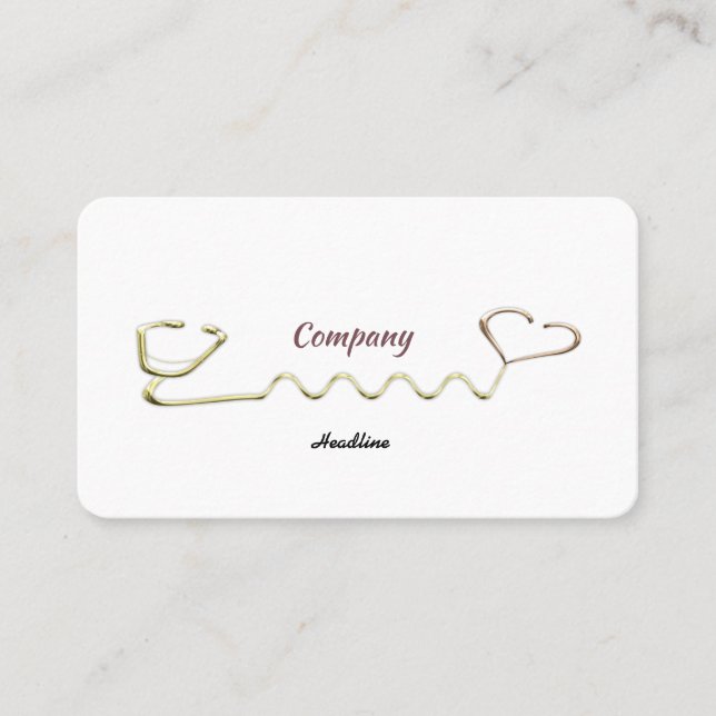 Gold Stethoscope Business Card (Front)