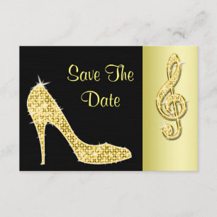 Gold Stiletto & Treble Cleft 50th Save The Date