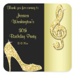 Gold Stiletto & Treble Cleft Birthday Thank You Square Sticker