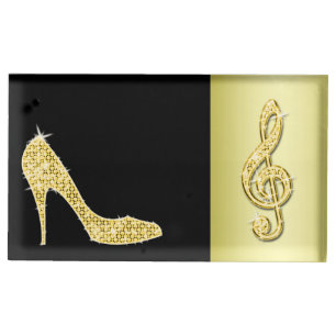 Gold Stiletto & Treble Cleft Table Number Holder