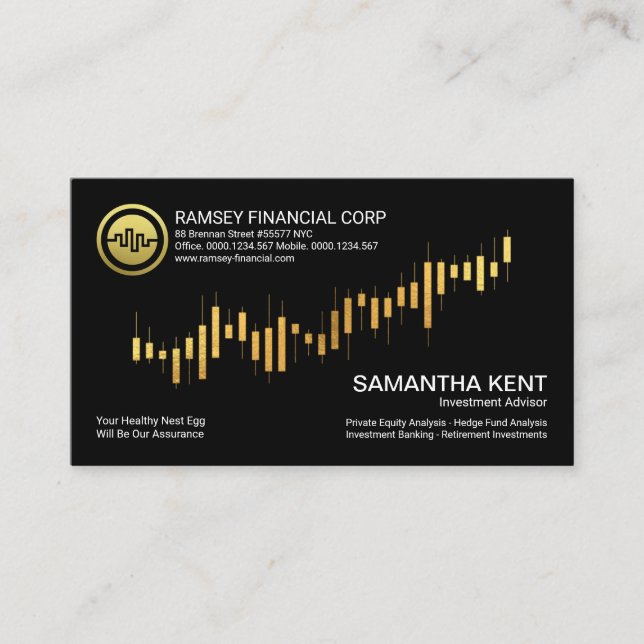 Gold Stock Exchange Graph Financial Consultant Business Card (Front)