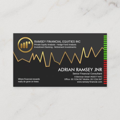 Gold Stock Investment Graph Financial Consultant Business Card