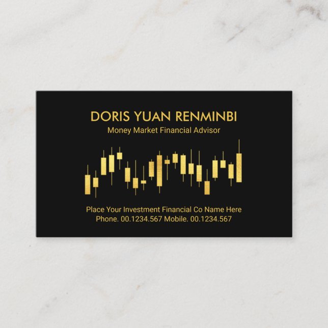 Gold Stock Market Uptrend Graph Business Card (Front)