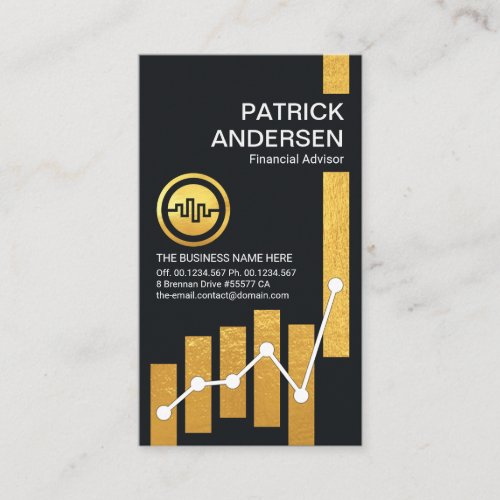 Gold Stock Share Bar Graph Business Card