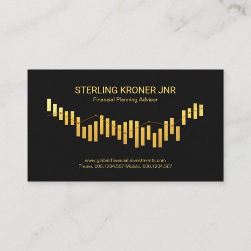 Gold Stock Share Market Index Graph Financial Business Card