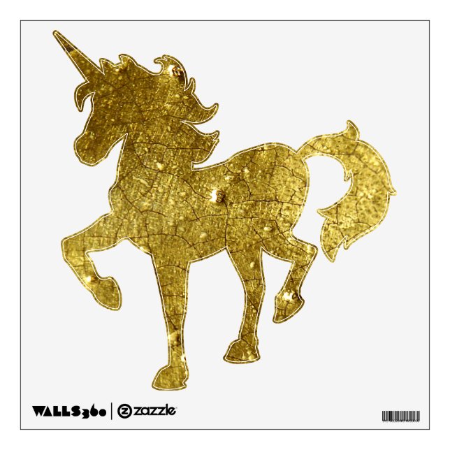 Gold stone Unicorn Prancing Wall Decal (Front)